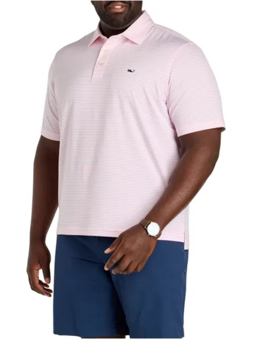 Vineyard Vines Men’s Light Pink Thin-Stripe Polo